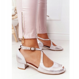 Leather High Heel Sandals Maciejka 04509-45 Beige-Gold golden 1