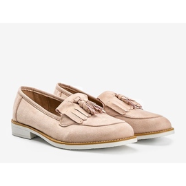 Beige suede shoes with Lorena fringes 1