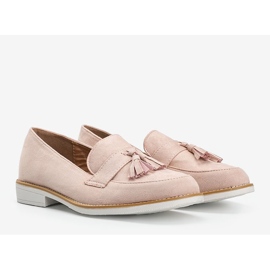 Beige suede shoes with Denisse fringes 1