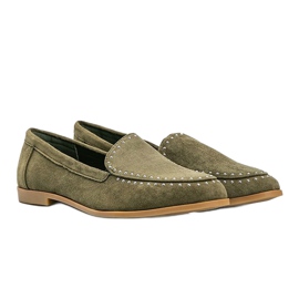 Green loafers made of eco-suede from Hope 1