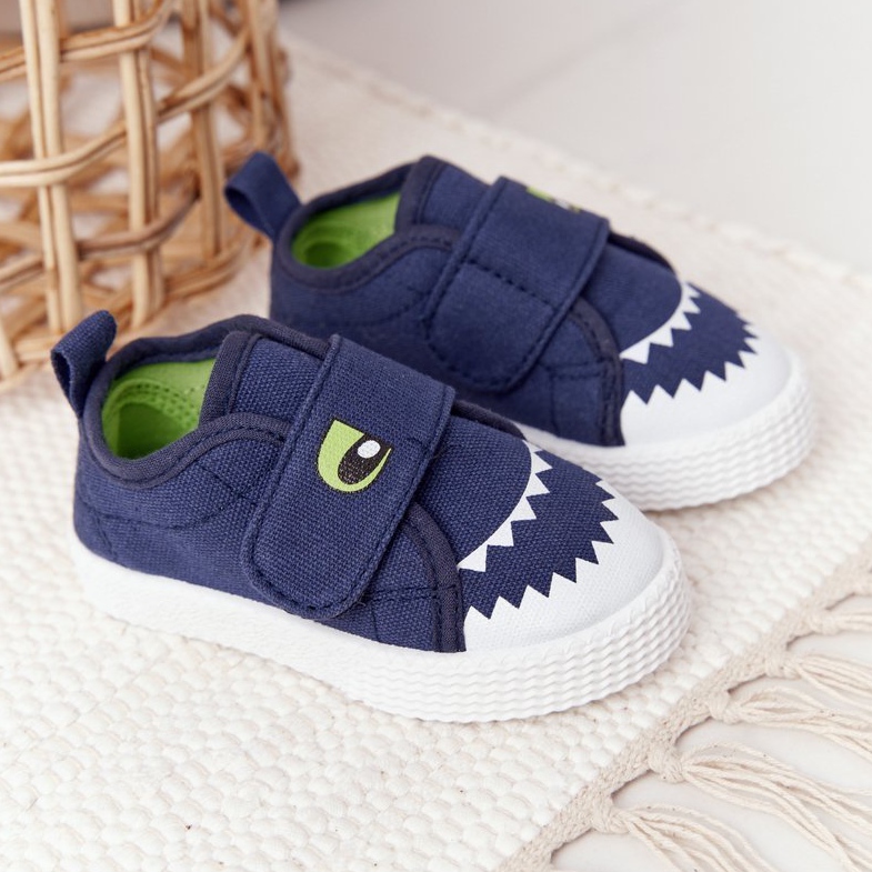 Children's Sneakers With Velcro With A Shark Navy Blue 2