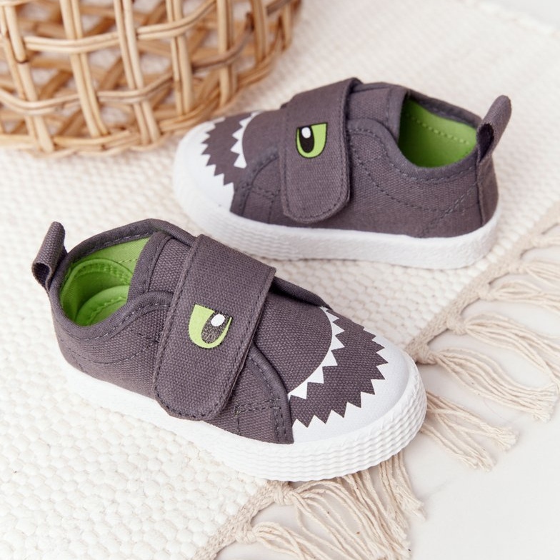 Children's Sneakers With Velcro Gray Shark grey 1