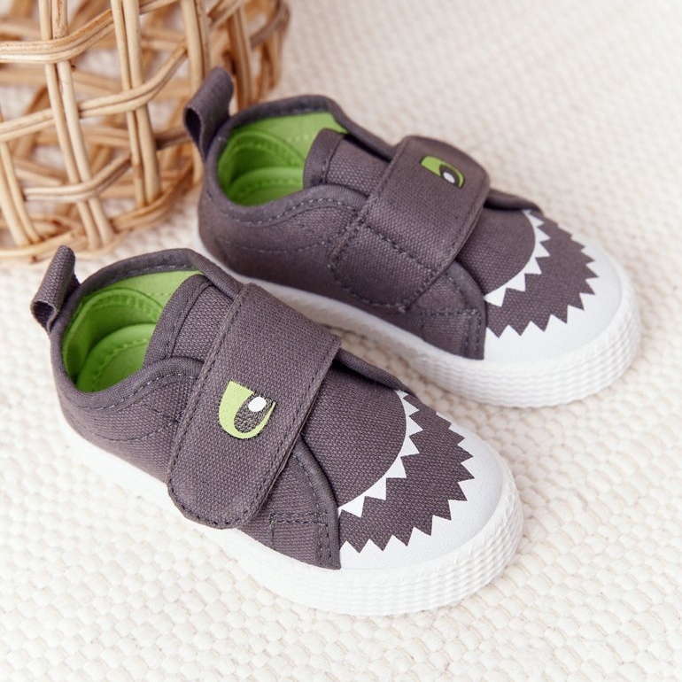Children's Sneakers With Velcro Gray Shark grey 2