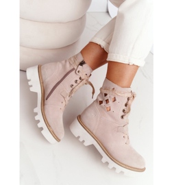 Suede Openwork Boots Maciejka Beige 05033-04 brown 2