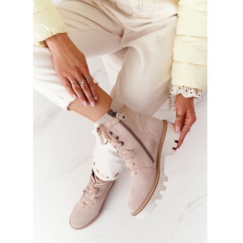 Suede Openwork Boots Maciejka Beige 05033-04 brown 1