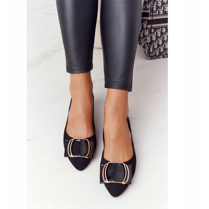 Suede Ballerinas With A Buckle Sergio Leone BL623 ​​Black 2