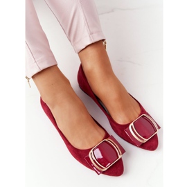 Suede Ballerinas With A Buckle Sergio Leone BL623 ​​Burgundy red multicolored 1