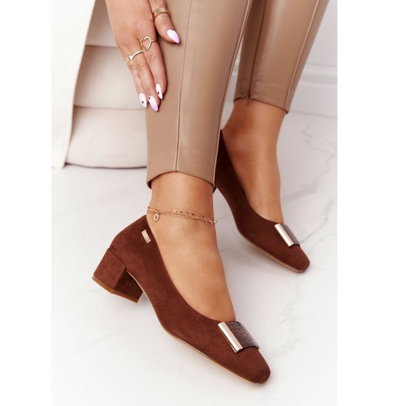 Suede Pumps On Heel Sergio Leone PB142 Brown 2
