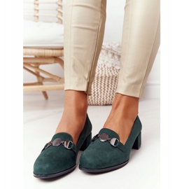 Suede Pumps On Heel Sergio Leone PB148 Green 2