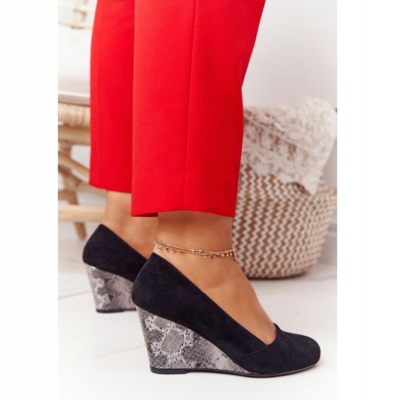 Pumps On Wedge Sergio Leone PB767 Snake Black 1