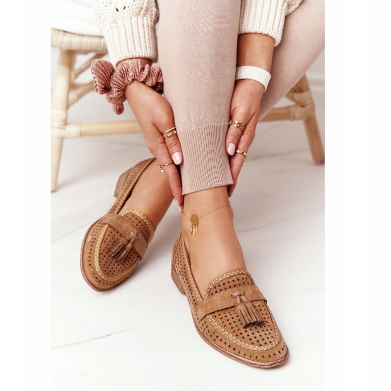 Openwork Loafers Sergio Leone MK735 Camel brown multicolored 2