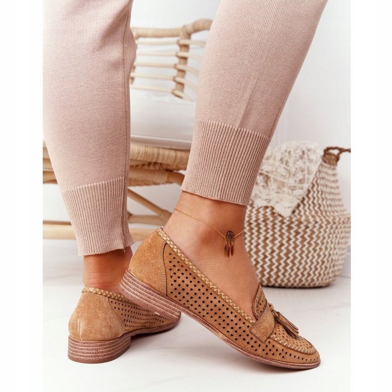 Openwork Loafers Sergio Leone MK735 Camel brown multicolored 1