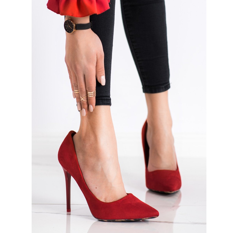 Diamantique Sexy Suede Heels red 2