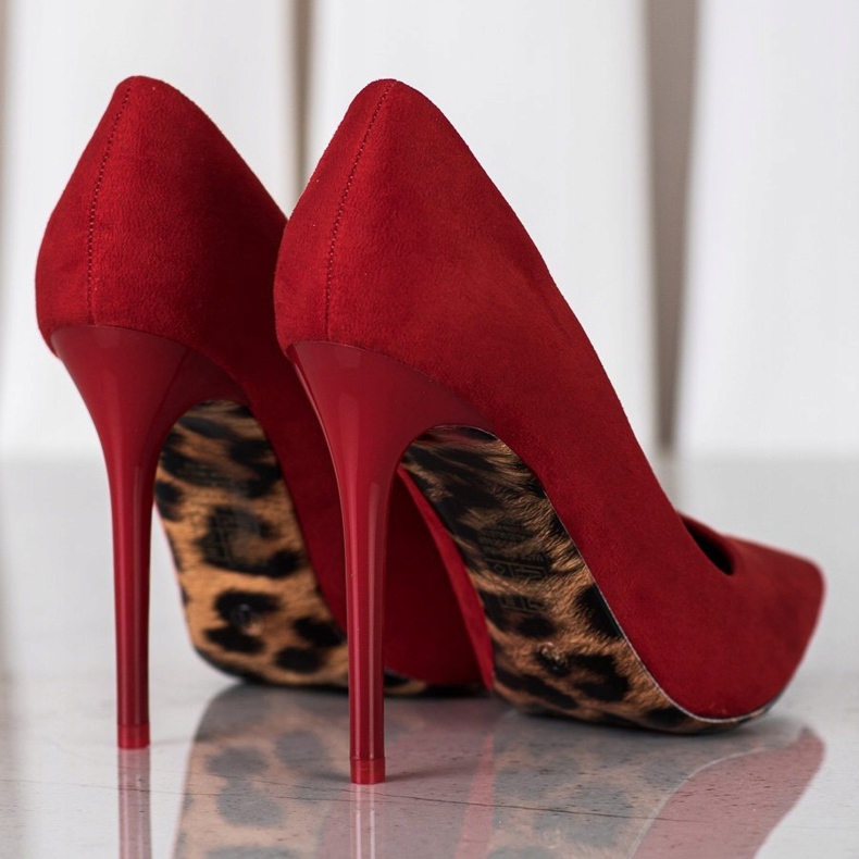 Diamantique Sexy Suede Heels red 1