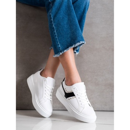 SHELOVET Casual Eco Leather Sneakers white black 2