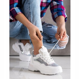 SHELOVET Sneakers With Sequins white 2