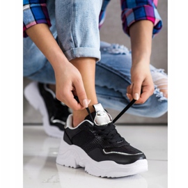 Weide Eco Leather Snake Print Sneakers black 1