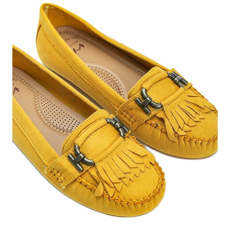 Yellow eco-suede loafers from Maia 2