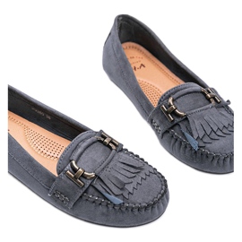Gray eco-suede loafers from Maia grey 1