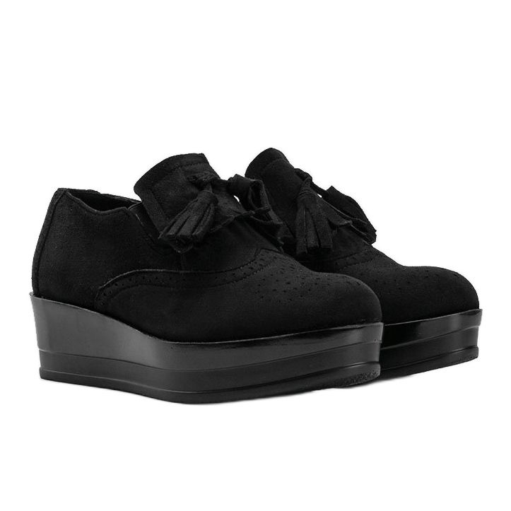 Black suede brogues on the Makenzie wedge 1