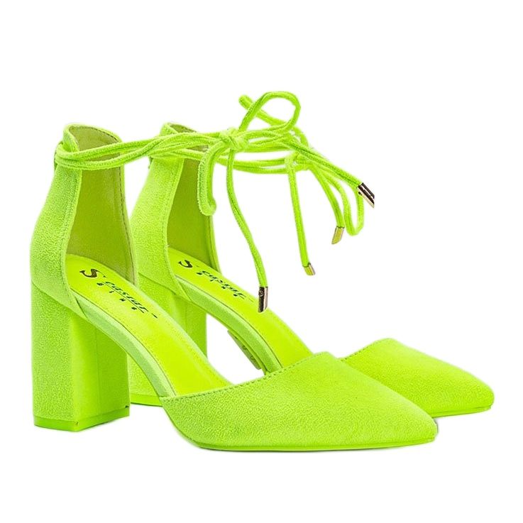 Yellow lace-up pumps on the Macey post 1 Yellow lace-up pumps on the Macey post 1