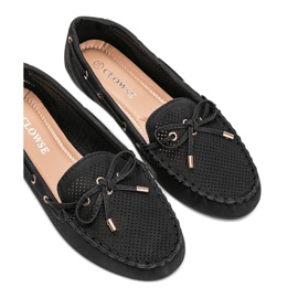 Black loafers made of eco-leather, openwork Esther 1