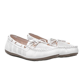 White loafers made of eco-leather, openwork Esther 1