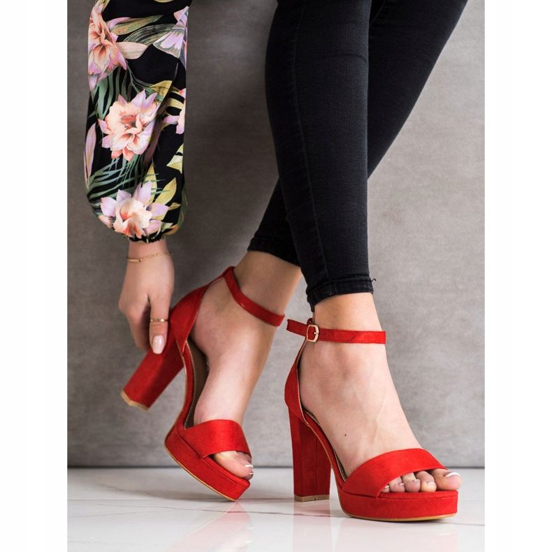 Weide Red Sandals On A Bar 1