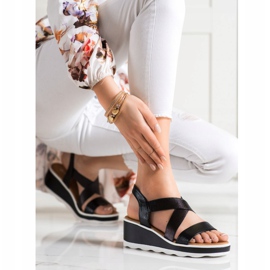 Weide Shiny Wedge Sandals black 1