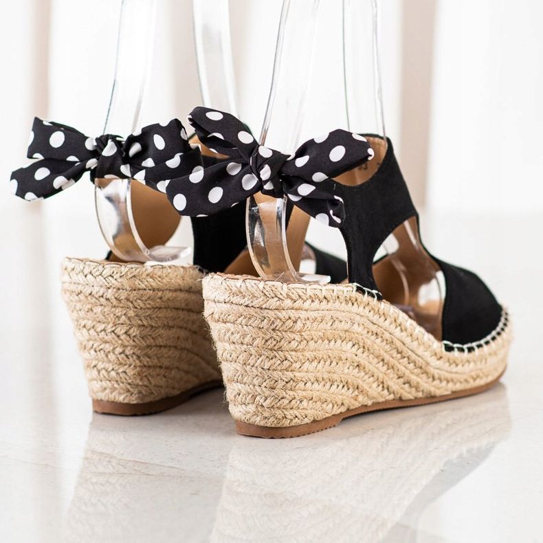 Evento Espadrilles Sandals With Bow black 1