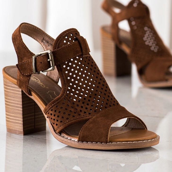Evento Openwork Sandals In The Spring brown 1