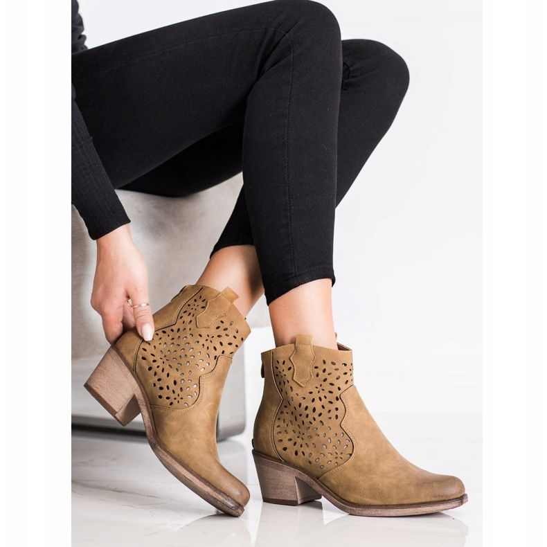 Sergio Leone Spring openwork boots brown 1