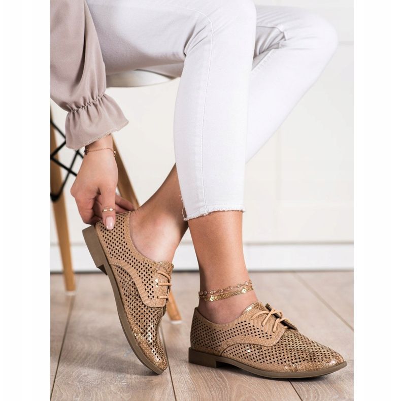 SHELOVET Openwork shoes for spring brown multicolored 1