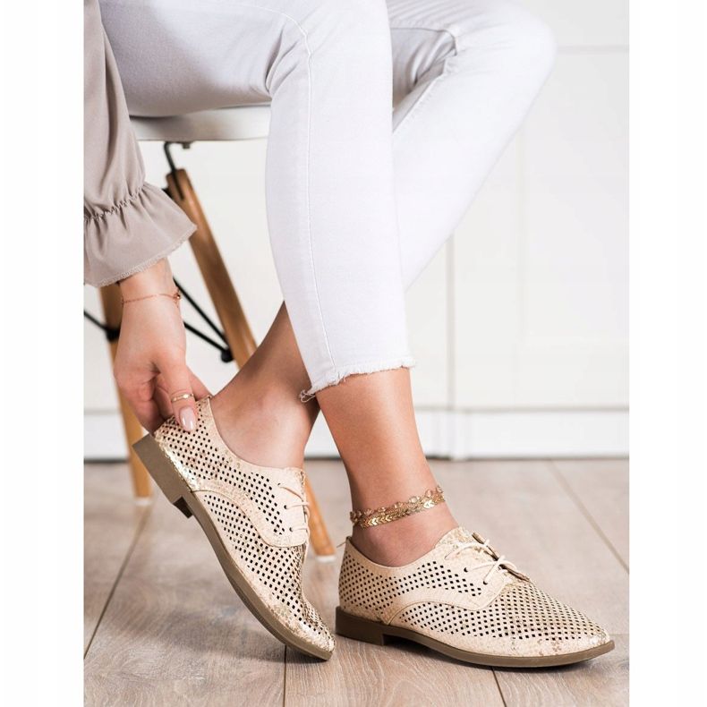 SHELOVET Openwork shoes for spring beige 1