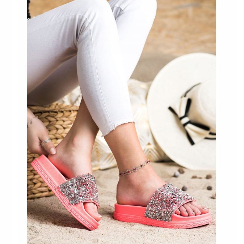 Seastar Fashionable Slippers On The Platform red pink silver 1