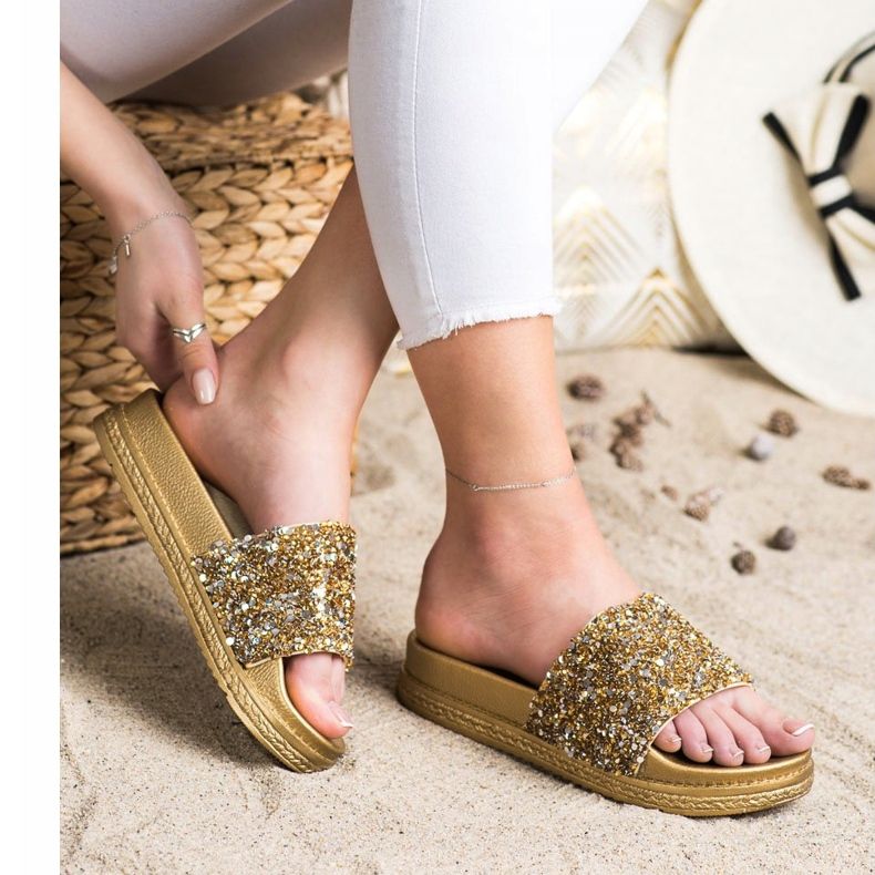 Seastar Fashionable Slippers On The Platform silver golden 2