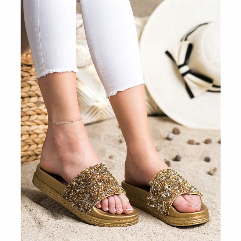 Seastar Fashionable Slippers On The Platform silver golden 1