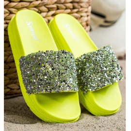 Seastar Fashionable Slippers On The Platform silver green 2