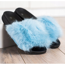 SHELOVET Comfortable Fur Slippers blue 1