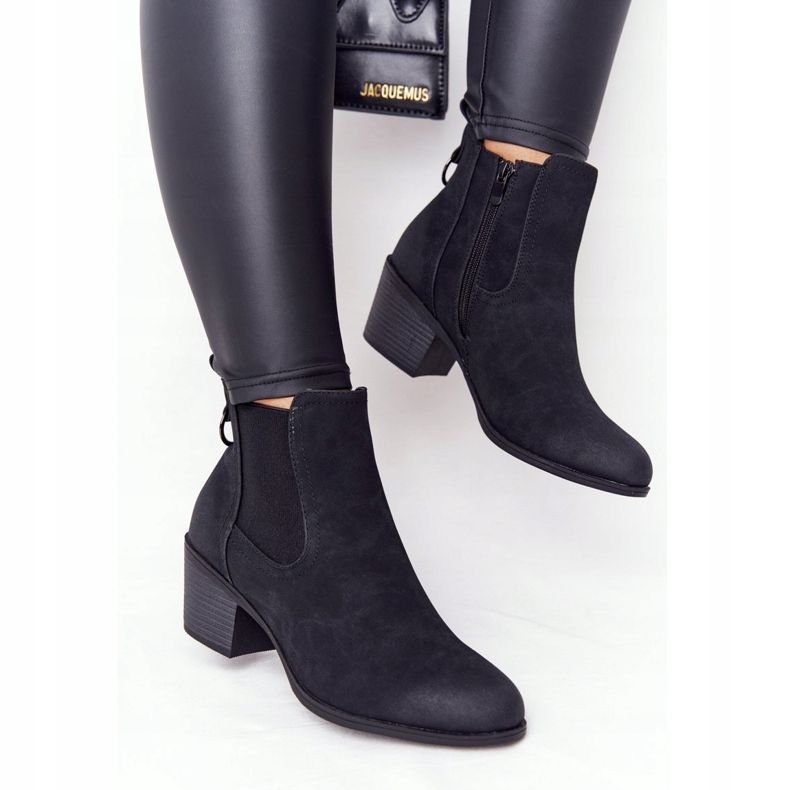 PJ1 Women's Black Warm Boots Jodhpur Heel Trinity 1