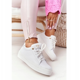 Women's Leather Sneakers On The Platform White Nicole 2645 golden 2 Women's Leather Sneakers On The Platform White Nicole 2645 golden 2