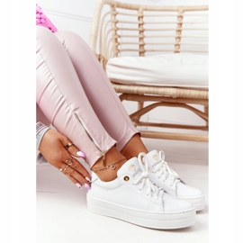 Women's Leather Sneakers On The Platform White Nicole 2645 golden 1 Women's Leather Sneakers On The Platform White Nicole 2645 golden 1