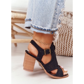 Openwork Sandals On A Bar Black Hey Lover 1