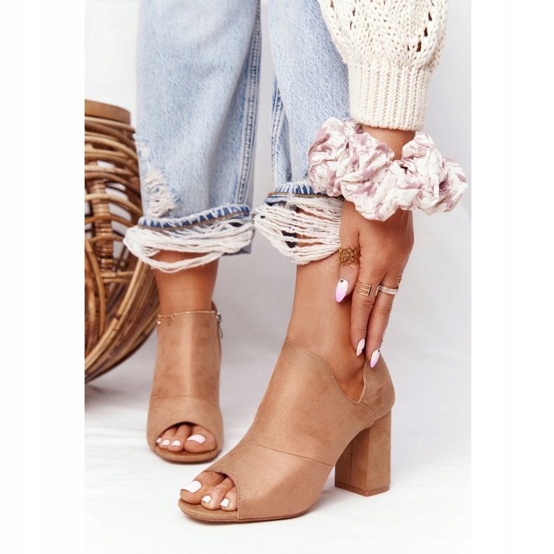 Spring Suede Boots On A Post Vinceza 21-17095 Beige 2