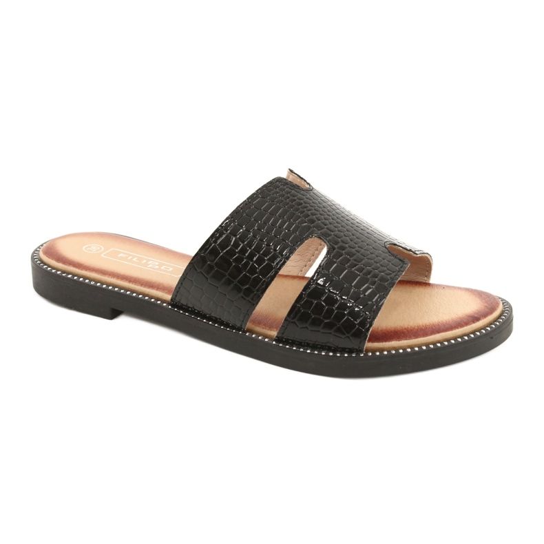 Filippo Shiny varnished flaps black leather insert 1