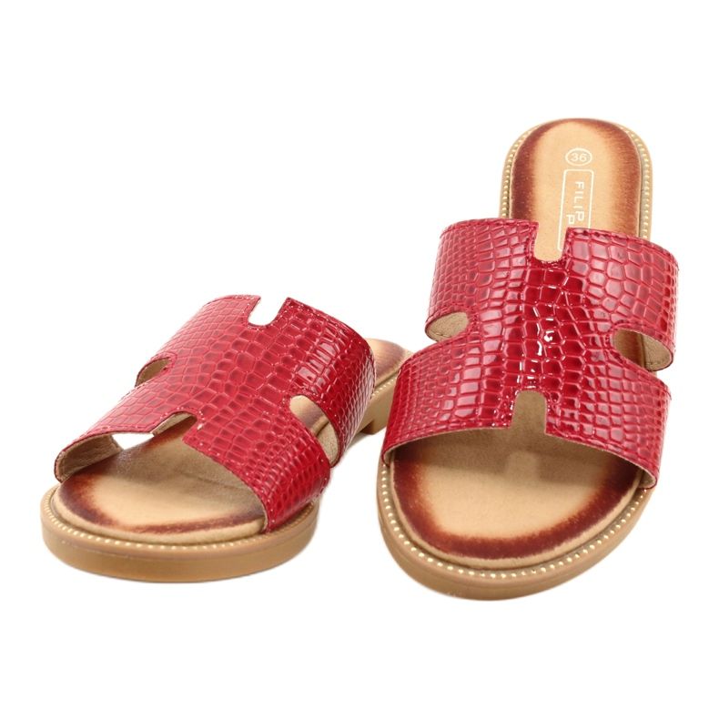 Filippo Women's shiny red varnished flip flops 1