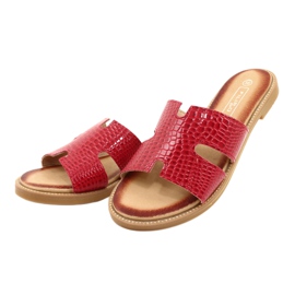 Filippo Women's shiny red varnished flip flops 2