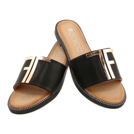 Filippo Fashionable women's slippers Black and Gold DK2103 3