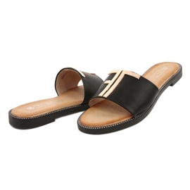 Filippo Fashionable women's slippers Black and Gold DK2103 2