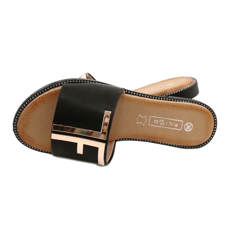 Filippo Fashionable women's slippers Black and Gold DK2103 4 Filippo Fashionable women's slippers Black and Gold DK2103 4